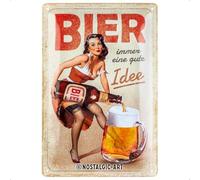 Nostalgic-Art Plaque vintage, Bier - Immer eine gute Idee - Idée de cadeau pour fans de bière, en métal, Design rétro pour la décoration, 20 x 30 cm