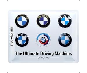 Nostalgic-Art Plaque vintage, BMW - Logo Evolution - Idée de cadeau pour fans d'accessoires automobiles, en métal, Déco design retro, 30 x 40 cm Retro Tin Sign