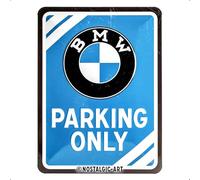 Nostalgic-Art Plaque vintage BMW - Parking Only - Idée de cadeau pour les fans d'accessoires automobiles, en métal, Déco design retro, 15 x 20 cm