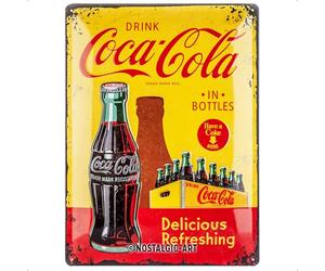 Nostalgic-Art Plaque Vintage Coca-Cola - in Bottles Yellow - Idée de Cadeau pour Les Fans de Coke, en métal, Déco Design Retro, 30 x 40 cm