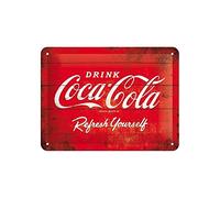 Nostalgic-Art Plaque Vintage Coca-Cola - Logo Red - Idée de Cadeau pour Les Fans de Coke, en métal, Design Retro pour la décoration, 15 x 20 cm