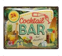 Nostalgic-Art Plaque vintage Cocktail Bar - Idée de cadeau pour les amateurs de spiritueux, en métal, Design retro pour la décoration, 30 x 40 cm 23264