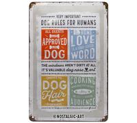 Nostalgic-Art Plaque Vintage Dog Rules - Idée de Cadeau pour Les propriétaires de Chiens, en métal, Design Retro pour la décoration, 20 x 30 cm