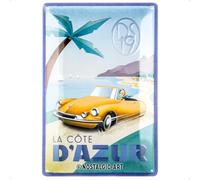 Nostalgic-Art Plaque vintage, DS - La Cote D'Azur DS19 - Idée de cadeau pour fans de voitures, en métal, Design rétro pour la décoration, 20 x 30 cm