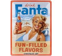 Nostalgic-Art Plaque vintage, Fanta - Beach Girl - Idée de cadeau comme accessoire de bar, en métal, Design rétro pour décoration, 30 x 40 cm
