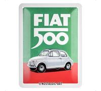 Nostalgic-Art Plaque vintage, Fiat 500 - Italian Colours - Idée de cadeau pour fans de voitures, en métal, Design retro pour la décoration, 15 x 20 cm 26254