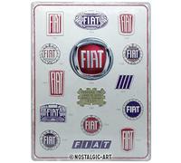 Nostalgic-Art Plaque vintage, Fiat - Logo Evolution - Idée de cadeau pour fans de voitures, en métal, Design retro pour la décoration, 30 x 40 cm 23297