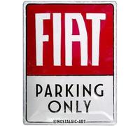 Nostalgic-Art Plaque Vintage, Fiat - Parking Only - Idée de Cadeau pour Fans de Voitures, en métal, Design Retro pour la décoration, 30 x 40 cm
