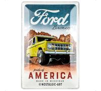 Nostalgic-Art Plaque vintage, Ford - Bronco Pride of America - Idée de cadeau pour fans de voitures, en métal, Design vintage, 20 x 30 cm