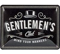 Nostalgic-Art Plaque vintage Gentlemen's Club - Idée de cadeau pour les hommes, en métal, Design retro pour la décoration, 15 x 20 cm