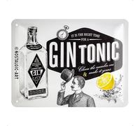 Nostalgic-Art Plaque Vintage Gin Tonic - Idée de Cadeau pour Les Amateurs de Cocktails, en métal, Design Retro pour la décoration, 15 x 20 cm