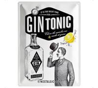 Nostalgic-Art Plaque Vintage Gin Tonic - Idée de Cadeau pour Les Amateurs de Cocktails, en métal, Design Retro pour la décoration, 30 x 40 cm