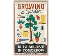 Nostalgic-Art Plaque Vintage, Growing a Garden - Idée de Cadeau pour Amateurs de Jardinage, en métal, Design Retro pour la décoration, 20 x 30 cm