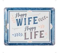 Nostalgic-Art Plaque vintage Happy Wife Happy Life - Idée de cadeau pour les nostalgiques, en métal, Design retro pour la décoration, 15 x 20 cm