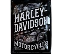 Nostalgic-Art Plaque Vintage, Harley-Davidson - Motorcycles Eagle - Idée de Cadeau pour Fans de Moto, en métal, Déco Design Retro, 30 x 40 cm