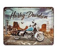 Nostalgic-Art Plaque Vintage, Harley-Davidson - Route 66 Road King - Idée de Cadeau pour Fans de Moto, en métal, Déco Design Retro, 15 x 20 cm
