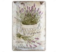 Nostalgic-Art Plaque Vintage Home & Country - Lavande de Provence - Idée de Cadeau pour la Cuisine, en métal, Déco Design Retro, 20 x 30 cm