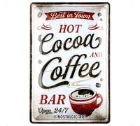 Nostalgic-Art Plaque vintage, Hot Cocoa & Coffee - Idée de cadeau pour amateurs de café, en métal, Design rétro pour la décoration, 20 x 30 cm