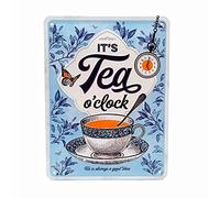 Nostalgic-Art Plaque Vintage, It's Tea O'Clock - Idée de Cadeau pour la Cuisine, en métal, Design Retro pour la décoration, 15 x 20 cm