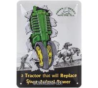 Nostalgic-Art Plaque vintage, John Deere - Tractor & Animal - Idée de cadeau pour fans de tracteurs, métal, Design rétro pour décoration, 15 x 20 cm 26267
