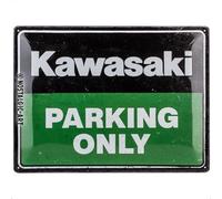 Nostalgic-Art Plaque vintage, Kawasaki - Parking Only Green - Idée de cadeau pour fans de moto, en métal, Design rétro pour décoration, 30 x 40 cm 23331