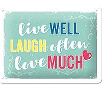 Nostalgic-Art Plaque vintage Live Laugh Love - Idée de cadeau pour les nostalgiques, en métal, Design retro pour la décoration, 15 x 20 cm