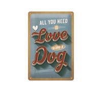 Nostalgic-Art Plaque Vintage Love Dog - Idée de Cadeau pour Les propriétaires de Chiens, en métal, Design Retro pour la décoration, 20 x 30 cm