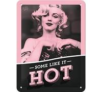 Nostalgic-Art Plaque Vintage Marilyn - Some Like It Hot - Idée de Cadeau pour Les Fans de cinéma, en métal, Déco Design Retro, 15 x 20 cm