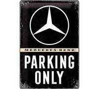 Nostalgic-Art Plaque vintage Mercedes-Benz - Parking Only - Cadeau pour les fans d'accessoires automobiles, en métal, Déco design retro, 20 x 30 cm
