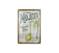 Nostalgic-Art Plaque vintage, Mojito Served Here - Idée de cadeau pour amateurs de cocktails, en métal, Design rétro pour décoration, 20 x 30 cm 22349
