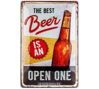 Nostalgic-Art Plaque vintage, The Best Beer is an Open One - Idée de cadeau pour fans de bière, en métal, Design rétro pour la décoration, 20 x 30 cm