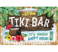 Nostalgic-Art Plaque Vintage Tiki Bar - Idée de Cadeau pour Les Amateurs de Cocktails, en métal, Design Retro pour la décoration, 20 x 30 cm