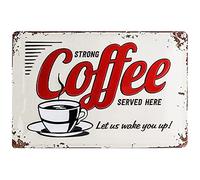 Nostalgic-Art Plaque Vintage USA - Strong Coffee Served Here - Idée de Cadeau pour Les Amateurs de dîner, en métal, Déco Design Retro, 20 x 30 cm