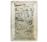 Nostalgic-Art Plaque vintage Vespa - Parts Sketches - Idée de cadeau pour les fans de scooters, en métal, Design retro pour la décoration, 20 x 30 cm