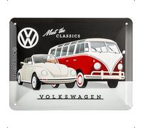 Nostalgic-Art Plaque vintage Volkswagen - VW - The Classics - Idée de cadeau pour le bus VW & Coccinelle, en métal, Déco design retro, 15 x 20 cm