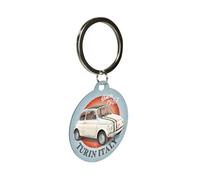 Nostalgic-Art Porte-clé rétro, Ø 4 cm, Fiat 500 - Turin Italy - Idée cadeau pour fans de Fiat, Official License Product (OLP), en métal, design vintage