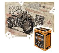 Nostalgic-Art Puzzle rétro 1000 Piece, 68 x 48 cm, Route 66 - H-D Oil | pour adultes, design vintage, Idée cadeau pour fans des États-Unis