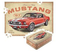 Nostalgic-Art Puzzle rétro 1000 pièces 68 x 48 cm Ford Mustang - GT 1967 Red - Idée cadeau pour les fans de Ford - Produit original sous licence (OLP) pour adultes - Dans une boîte métallique vintage