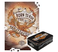 Nostalgic-Art Puzzle rétro de 1000 pièces, 68 x 48 cm, Harley-Davidson - Genuine - Idée de cadeau pour motards - Produit original sous licence (OLP) pour adultes - Dans une boîte métallique vintage