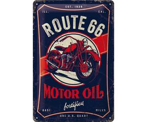 Nostalgic Art Route 66 Motor Oil, panneau en fer-blanc 30 cm x 20 cm