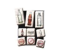 Nostalgic-Art, Set d'aimants rétro, Coca-Cola - Bottles - Cadeau pour Les Fans de Coke, Décoration pour Le frigo, Design Vintage, 9 pièces