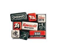 Nostalgic-Art, Set d'aimants rétro, Kawasaki Motorcycles - Cadeau pour Les Fans d'automobiles, Décoration pour Le frigo, Design Vintage, 9 pièces