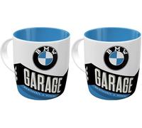 Nostalgic-Art Tasse à café rétro, 330 ML, Official License Product (OLP), BMW - Garage - Idée de Cadeau pour Fans de BMW, mug en céramique, Design Vintage (Lot de 2)