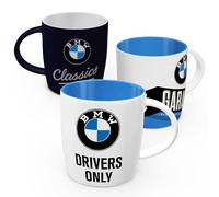 Nostalgic-Art Lot de 3 tasses à café rétro 330 ml avec logo BMW 2 - Idée cadeau pour les fans d'accessoires BMW - Produit original sous licence (OLP) - Tasse en céramique - Design vintage