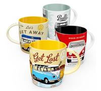 Nostalgic-Art Lot de 4 tasses à café rétro 330 ml VW Bulli Set 3 - Volkswagen Bus Idée de cadeau, produit original sous licence (OLP), tasse en céramique, design vintage