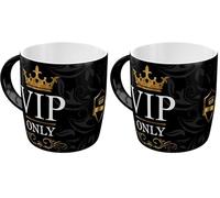 Nostalgic-Art Tasse à café rétro, VIP Only - Idée de cadeau pour des personnes spéciales, en céramique, design vintage avec une citation, 330 ml (Lot de 2)