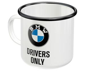 Nostalgic-Art Tasse en émail rétro, 360 ml, BMW - Drivers Only | original BMW license product (OLP), mug de camping, design vintage, Idée cadeau pour fans de BMW