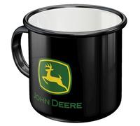 Nostalgic-Art Tasse rétro en émail, John Deere - Logo Black - Idée de cadeau pour fans de tracteurs, Mug de camping, Design vintage, 360 ml