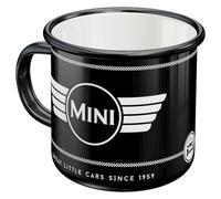 Nostalgic-Art Tasse rétro en émail, Mini - Logo Black - Idée de cadeau pour fans de voitures, Mug de camping, Design vintage, 360 ml