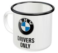 Nostalgic-Art Tasse en émail rétro, 360 ml, Official License Product (OLP), BMW - Drivers Only - Idée de cadeau pour fans de BMW, mug de camping, design vintage